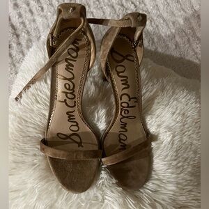 Sam Edelman Cream Heels with Ankle Strap and Open Toe